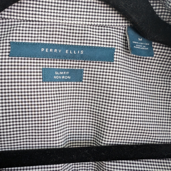 Perry Ellis Pleated Black Shirt M - Picture 6 of 7